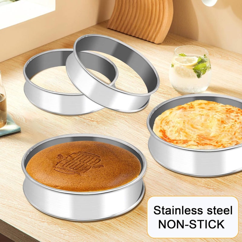 BaokiTook 8Pack 4"+3.15" Stainless Steel Nonstick Egg Ring - English Muffin & Crumpet Rings - Round Metal Cooking Ring Molds (4 inch+3.15 inch-8 pieces) - Image 2