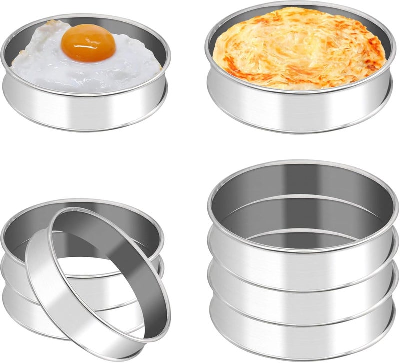 BaokiTook 8Pack 4"+3.15" Stainless Steel Nonstick Egg Ring - English Muffin & Crumpet Rings - Round Metal Cooking Ring Molds (4 inch+3.15 inch-8 pieces) - Image 1