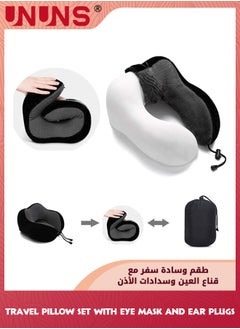 UNUNS Travel Pillow,100% Pure Memory Foam U Shaped Neck Pillows For Travel Sleeping Rest,Airplane Car And Home Use,Travel Neck Pillow With 3D Eye Masks Earplugs And Storage Bag,Black  - Image 5