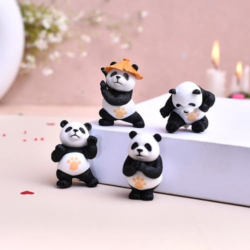 CraftVatika Valentine Panda Miniature Unique Gifts for Girlfriend and Boyfriend Resin Panda Miniature Valentine Decoration Items (4 Pieces, Multicolor) - Image 1