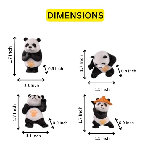 CraftVatika Valentine Panda Miniature Unique Gifts for Girlfriend and Boyfriend Resin Panda Miniature Valentine Decoration Items (4 Pieces, Multicolor) - Image 3