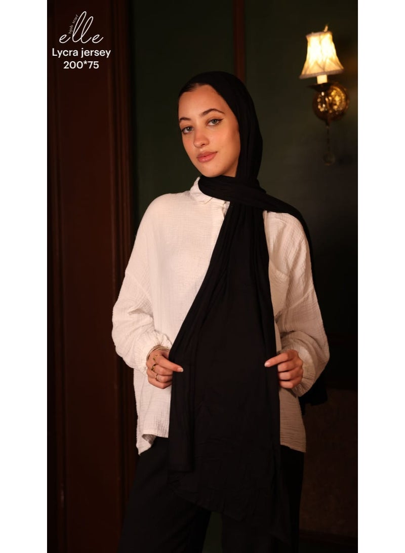 طرحة حجاب ليكرا جيرسي مع باندانه قطنية – وشاح إسلامي عصري ومريح - مقاس200×75 سم