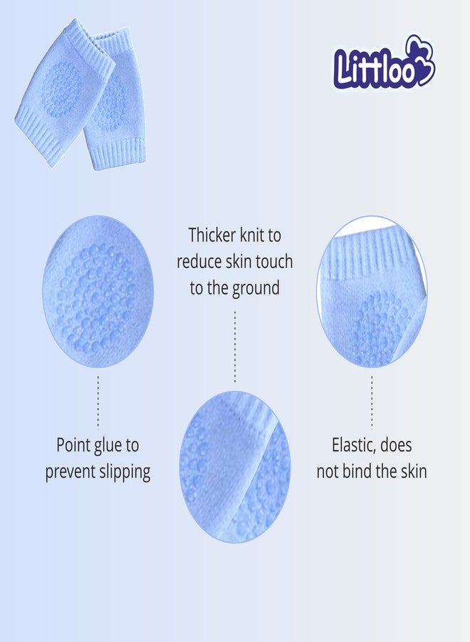 LITTLOO Baby Knee Socks & Crawling Socks (Pack of 2) Anti-Slip Knee & Elbow Protector Pads, Soft Cotton Elastic for Cushion & Knee Protection (Blue) - Image 2