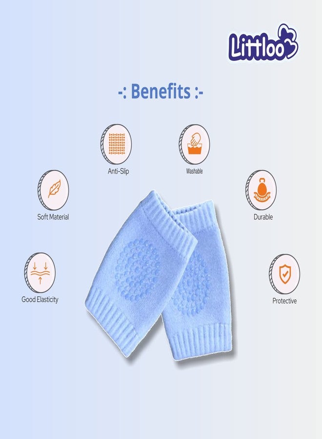 LITTLOO Baby Knee Socks & Crawling Socks (Pack of 2) Anti-Slip Knee & Elbow Protector Pads, Soft Cotton Elastic for Cushion & Knee Protection (Blue) - Image 4