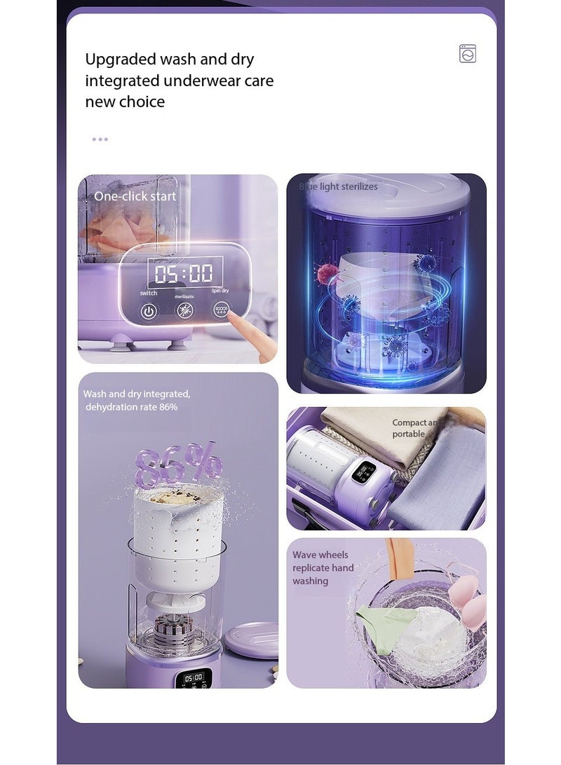 SKT Shiketro 2L Blue Light Sterilization Washing Machine with 380mm High-Strength Motor, Automatic Dehydration, and Portable Mini Washing Cup（Pink） - Image 2