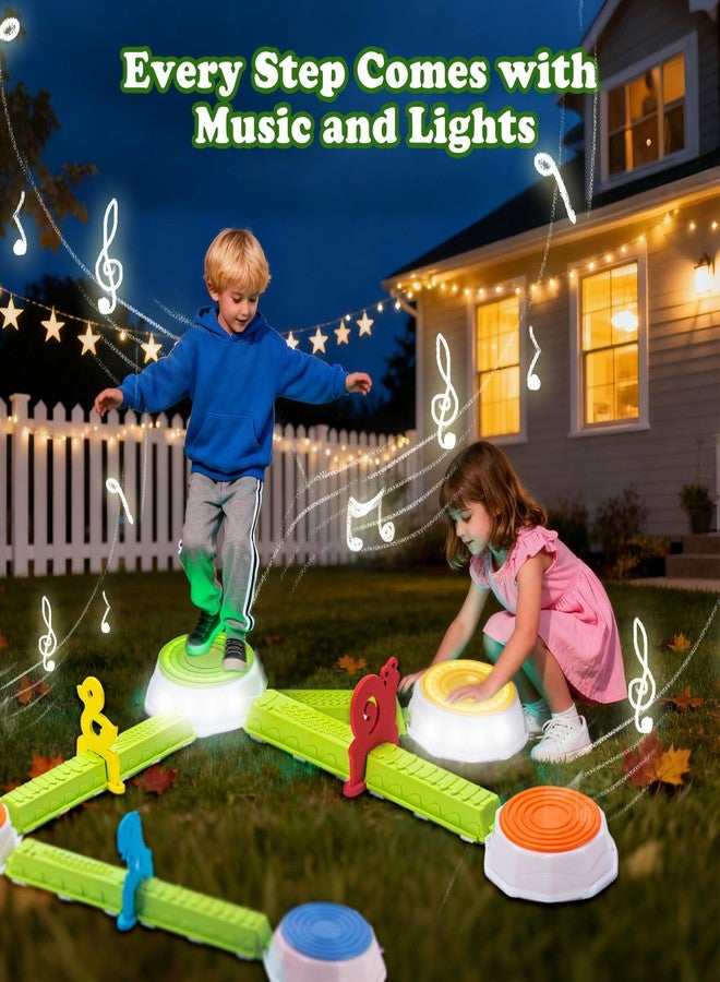 VROGTIK Light Up Stepping Stones for Kids, 15 piece Balance Beams Toddler Stepping Stones Obstacle Course Sensory Toys with Game Spinner and Card for Indoor Outdoor Toys Gifts for 3 4 5 6 7 8 9 Years Old Kids - Image 2