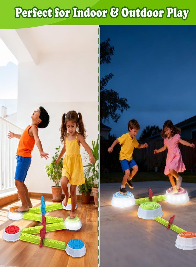 VROGTIK Light Up Stepping Stones for Kids, 15 piece Balance Beams Toddler Stepping Stones Obstacle Course Sensory Toys with Game Spinner and Card for Indoor Outdoor Toys Gifts for 3 4 5 6 7 8 9 Years Old Kids - Image 3
