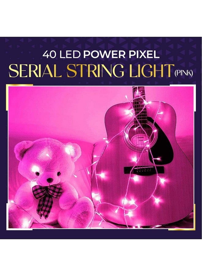 Lexton 40 LED Power Pixel Serial String/Fairy Light | Plug Sourced | Suitable for Home & Outdoor Decoration, Diwali, Christmas, Ramadan, Wedding, Party, Festival (Pack of 10, Pink) - Image 3