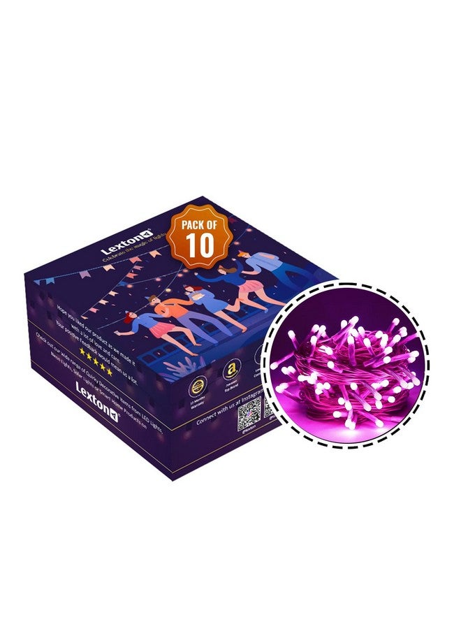 Lexton 40 LED Power Pixel Serial String/Fairy Light | Plug Sourced | Suitable for Home & Outdoor Decoration, Diwali, Christmas, Ramadan, Wedding, Party, Festival (Pack of 10, Pink) - Image 2