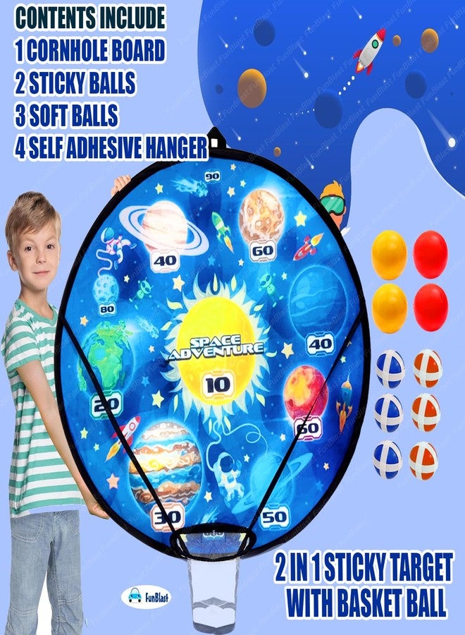 FunBlast 2 in 1 Sticky Target with Basket Ball for Kids – Space Theme Target Shooting Games, Indoor Outdoor Fun Games, Basketball Hoop for Kids, Toys for Kids - Image 3