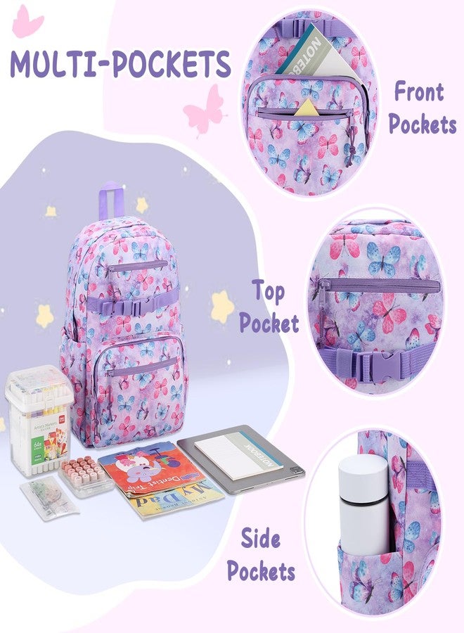 RAVUO Kids Backpack, Cute Preschool Backpack for Boys Girls Lightweight Water Resistant Toddlers Children School Bag Bookbag with Chest Strap, Butterfly - Image 3