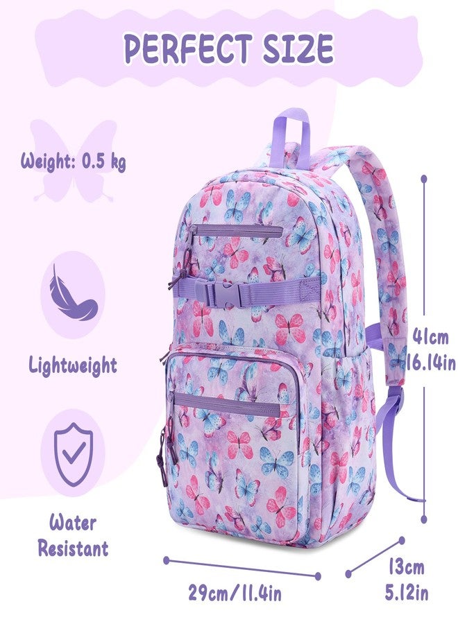 RAVUO Kids Backpack, Cute Preschool Backpack for Boys Girls Lightweight Water Resistant Toddlers Children School Bag Bookbag with Chest Strap, Butterfly - Image 2