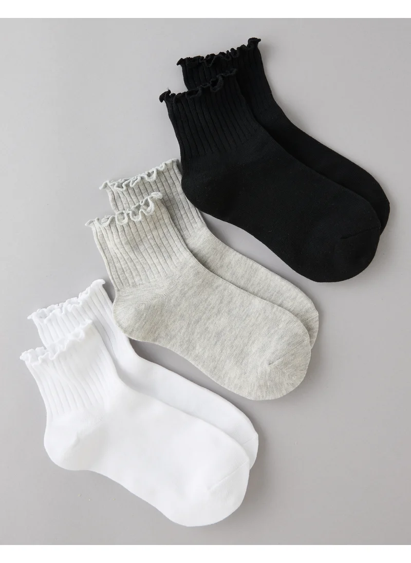 امريكان ايجل AE Ruffle Boyfriend Sock 3-Pack