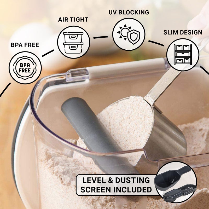 Progressive International Prepworks ProKeeper Kitchen Clear Plastic, Airtight Food, Flour and Sugar Storage Container Set, 6 Piece, White - Image 4