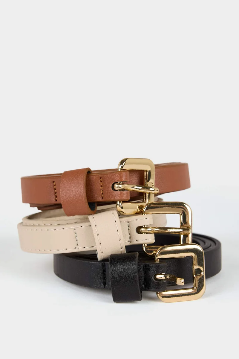ديفاكتو Woman Faux Leather 3 Piece Denim Belt