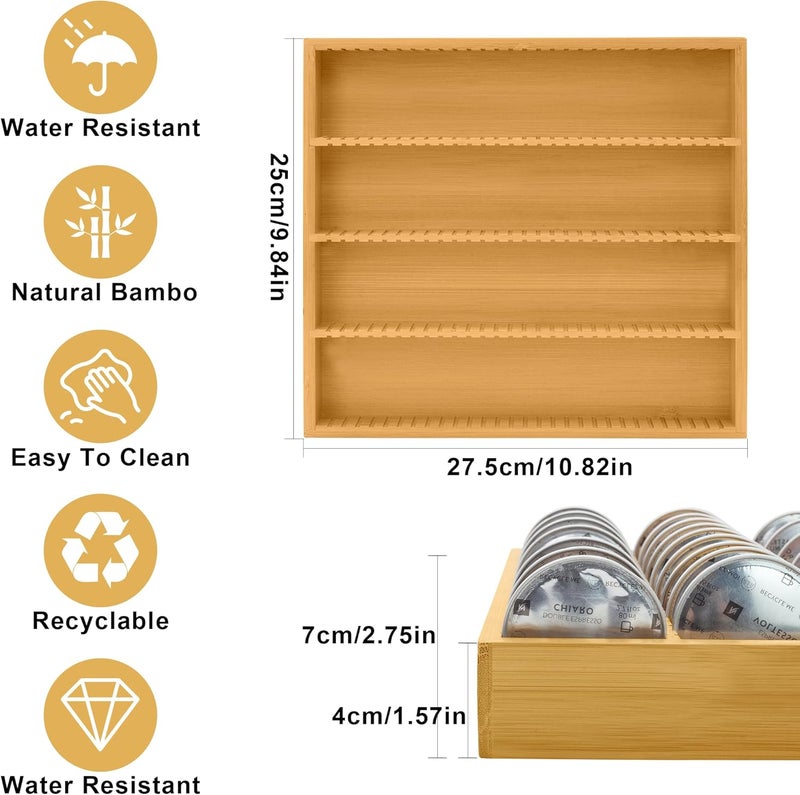 MinBoo Bamboo Coffee Pod Storage Holder Drawer Insert for Counter Compatible with Vertuoline Capsules for Kitchen, Home, Office, Coffee Station,Small - Image 2
