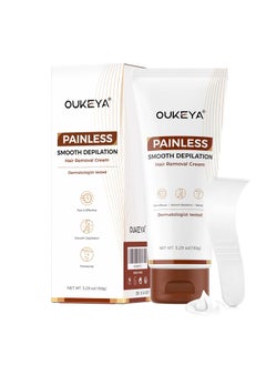 OUKEYA Hair Removal Cream for Women & Men Sensitive Skin, Natural Extracts Depilatory Cream for Bikini Line Legs Arms Underarms, Dermatologically Tested Painless Hair Remove Gel with Aplicator Tool, 5.29 oz 