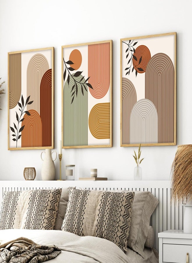 ARTELLY Boho wall Art Paintings Modern Art Framed Wall Painting for Living Room Bedroom - Wall Posters | Paintings with Frame Set of 3 (Boho 4, 13x19 inch) - Image 1