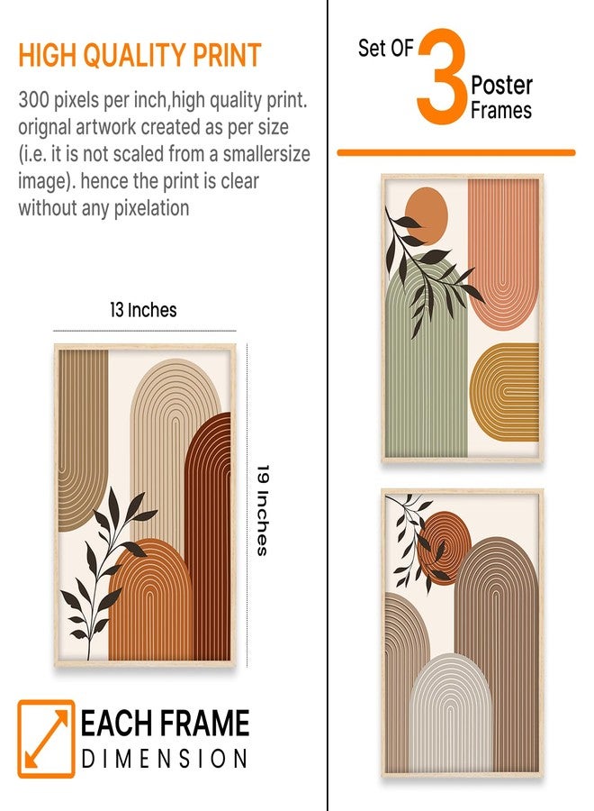ARTELLY Boho wall Art Paintings Modern Art Framed Wall Painting for Living Room Bedroom - Wall Posters | Paintings with Frame Set of 3 (Boho 4, 13x19 inch) - Image 2