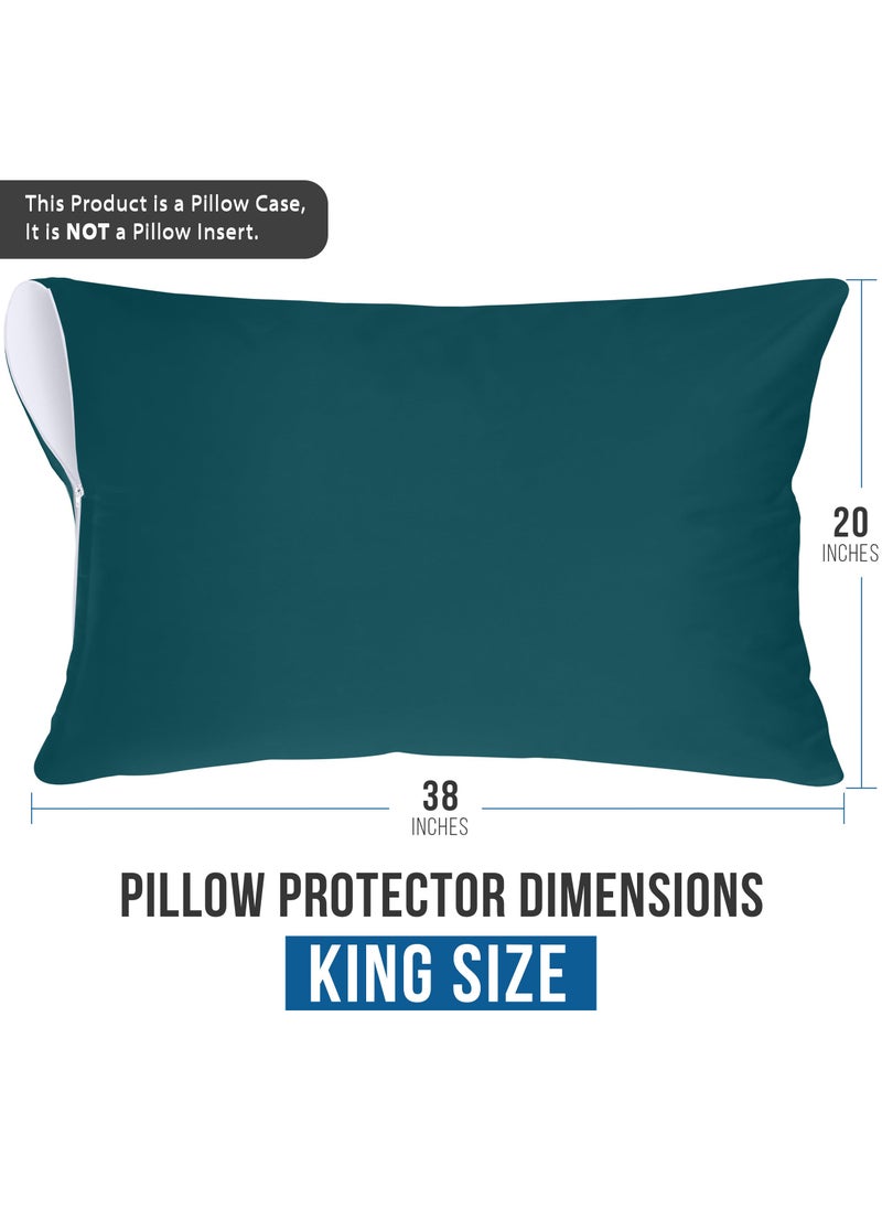 Utopia Bedding Utopia Bedding Waterproof Pillow Protectors Zippered (4 Pack  Teal) King Size  Bed Bug Proof Pillowcases  Pillow Encasement Covers 20 x 38 Inches  - Image 4