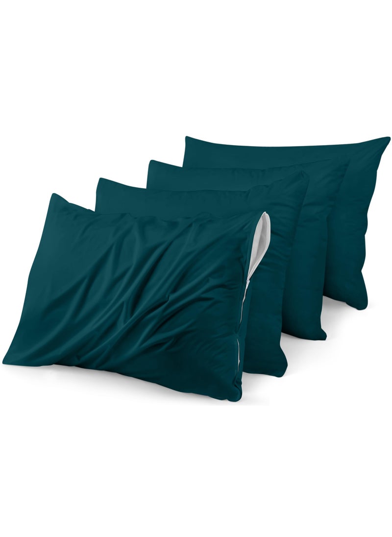 Utopia Bedding Utopia Bedding Waterproof Pillow Protectors Zippered (4 Pack  Teal) King Size  Bed Bug Proof Pillowcases  Pillow Encasement Covers 20 x 38 Inches  - Image 1
