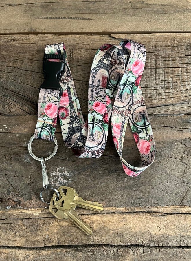 Limeloot Vintage Paris Postcard Badge Lanyard for Women and Men | Cute Lanyard for Keys with Release Buckle, and Flat Ring - Image 4
