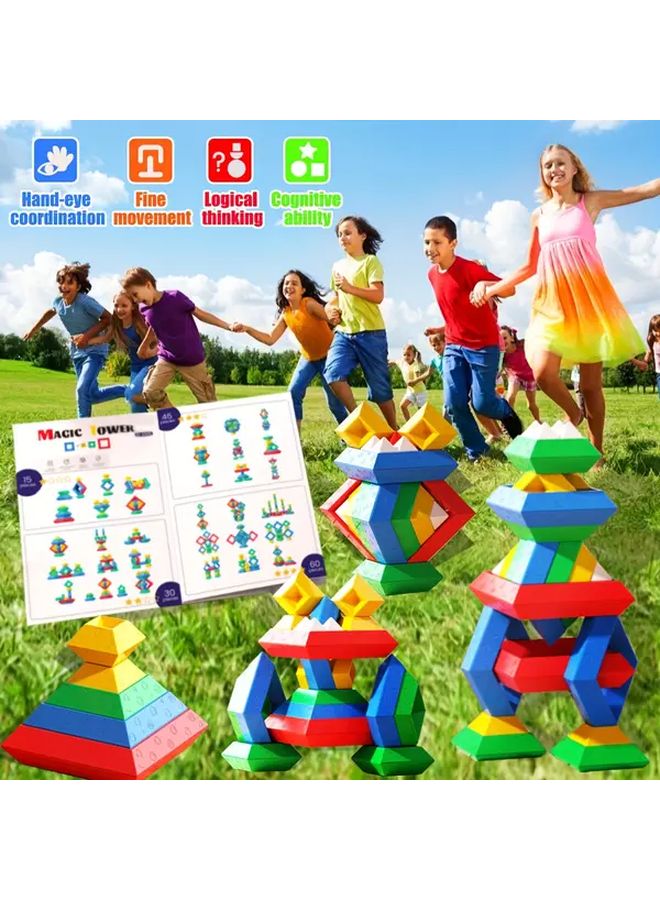 48 Pcs STEM Pyramid Stacking Blocks Educational Toy For Fine Motor Skills Creative Thinking - Image 4