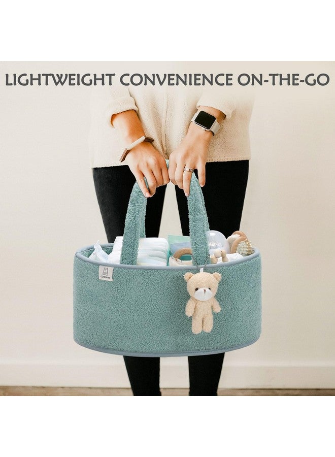 CLYMENE CLYMENE Baby Diaper Caddy Organizer, Nursery Storage Basket for Diapers and Wipes - Newborn Changing Table Essentials, Baby Gift Registry for Baby Shower - Diaper Tote Bag for Car Travel - Sage Green  - Image 4
