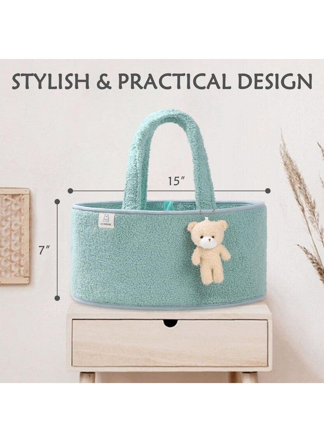 CLYMENE CLYMENE Baby Diaper Caddy Organizer, Nursery Storage Basket for Diapers and Wipes - Newborn Changing Table Essentials, Baby Gift Registry for Baby Shower - Diaper Tote Bag for Car Travel - Sage Green  - Image 3