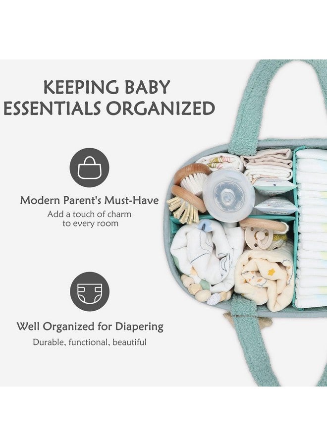 CLYMENE CLYMENE Baby Diaper Caddy Organizer, Nursery Storage Basket for Diapers and Wipes - Newborn Changing Table Essentials, Baby Gift Registry for Baby Shower - Diaper Tote Bag for Car Travel - Sage Green  - Image 1