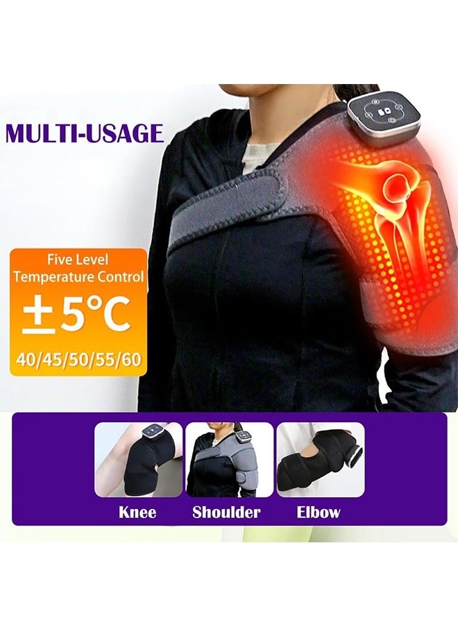 JCB CHIC Heated Knee Massager, 1pc Knee Brace Support with Heating and Vibration for Warm Joint and Pain Relief, Cordless 3 in 1 Electric Massage Pad for Knee Elbow and Shoulder(X3) - Image 4