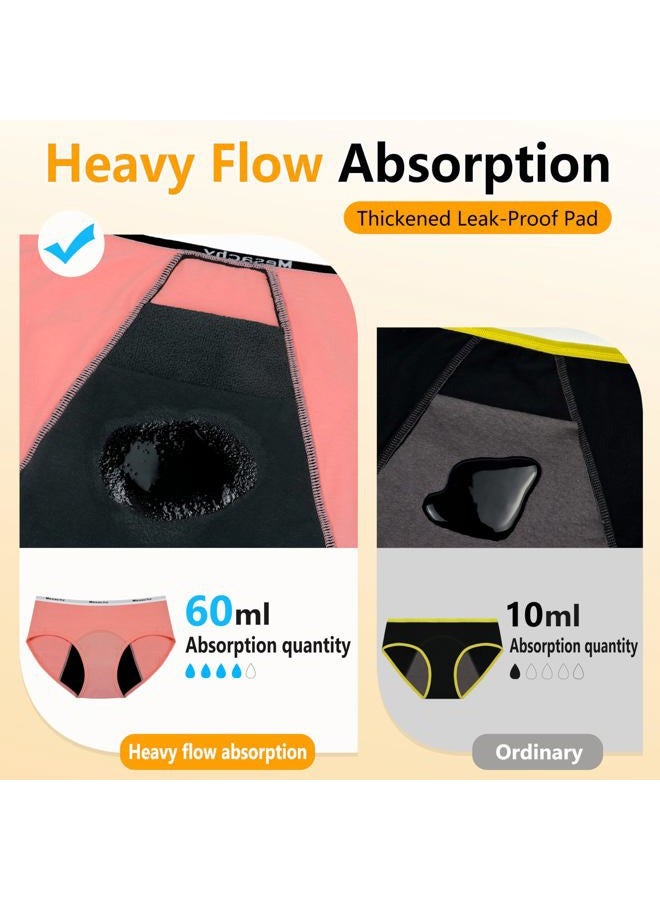 Mesachy Teen Girls Period Underwear for Heavy Flow High absorbency Kids Period Panties Leakproof Soft Cotton Briefs, Xsk5-1, 14-16 years - Image 2