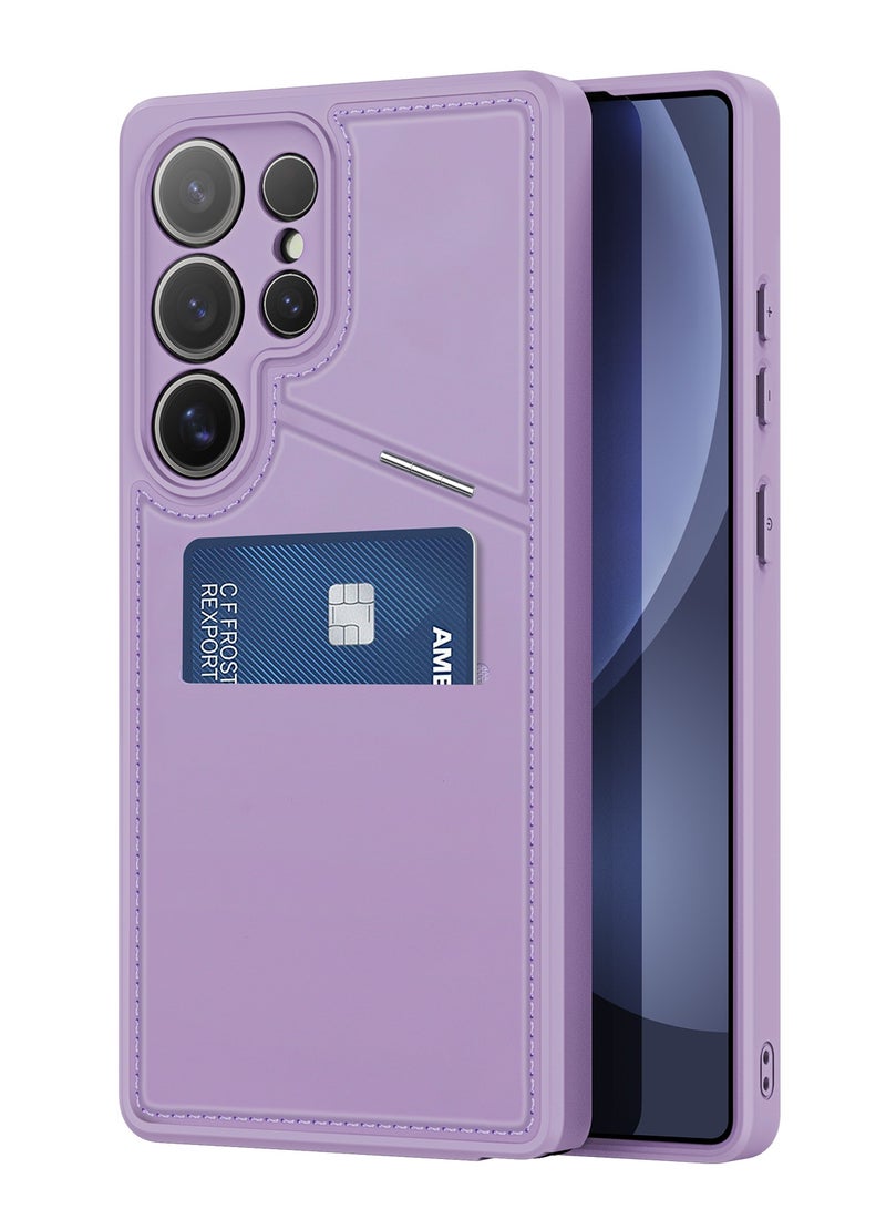 دوكس دوتشيز حافظة دوكس دوتشيز لهاتف سامسونج جلاكسي اس 25 الترا مع مسند وحامل بطاقة الائتمان متوافق مع غطاء حماية شديد التحمل من الجلد ماج سيف (بنفسجي ) - Image 1