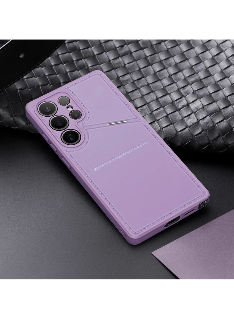 دوكس دوتشيز حافظة دوكس دوتشيز لهاتف سامسونج جلاكسي اس 25 الترا مع مسند وحامل بطاقة الائتمان متوافق مع غطاء حماية شديد التحمل من الجلد ماج سيف (بنفسجي ) - Image 2