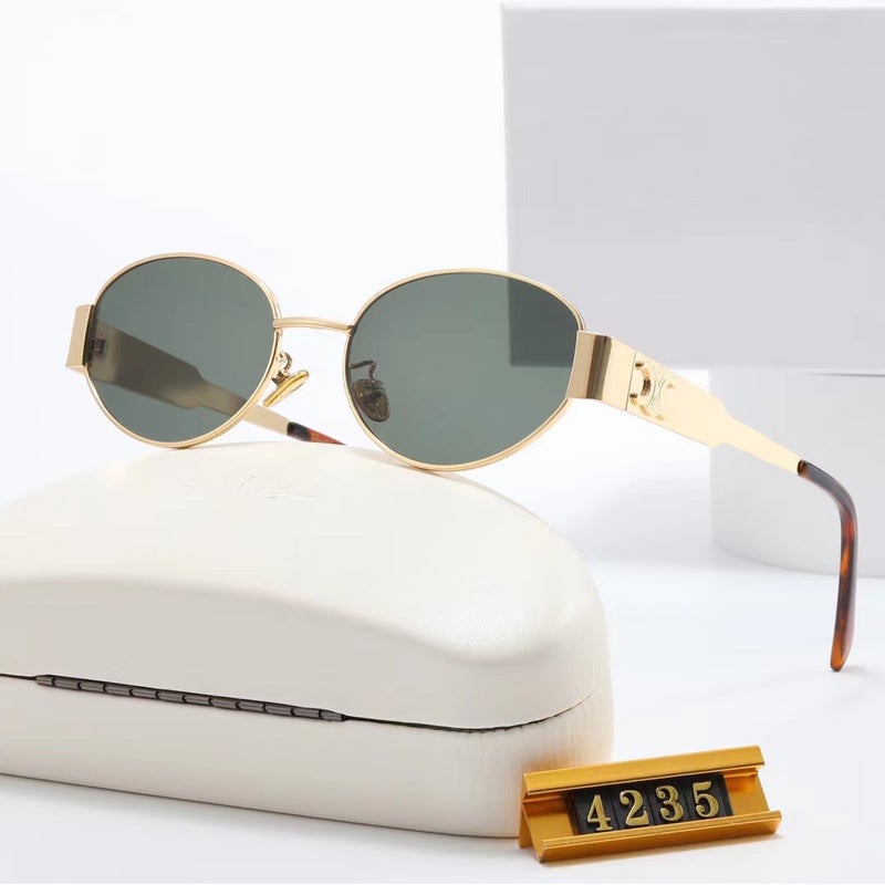 Generic 2023 Oval Retro Triumph Arch Fashion Sunglasses for Women C2 gold dark green