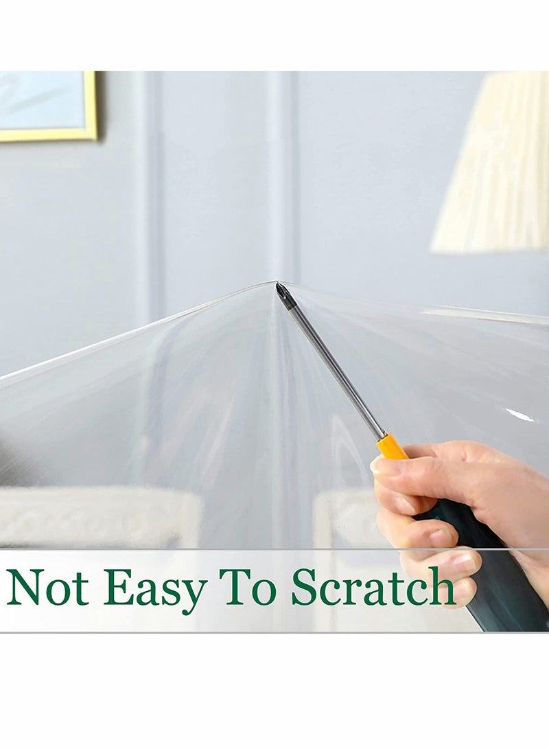 SYOSI Clear Plastic Tablecloth Rectangle, PVC Protector, Vinyl WaterproofOil Wipeable ProofTablecloth Cover Table Top Transparent Table Clothes for Rectangle Tables  Wood Furniture 59x74inch, Lace Boho - Image 5