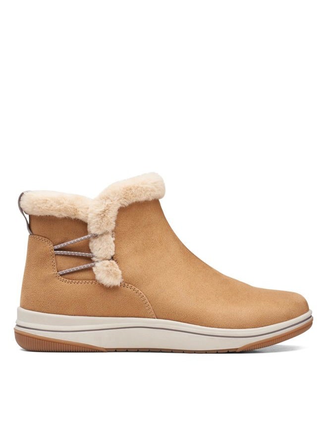 clarks Women's Breeze Fur Ankle Boot, Tan, 10 Wide - Image 3