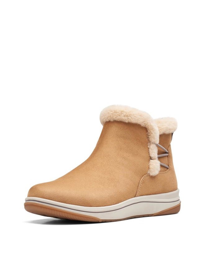 clarks Women's Breeze Fur Ankle Boot, Tan, 10 Wide - Image 1