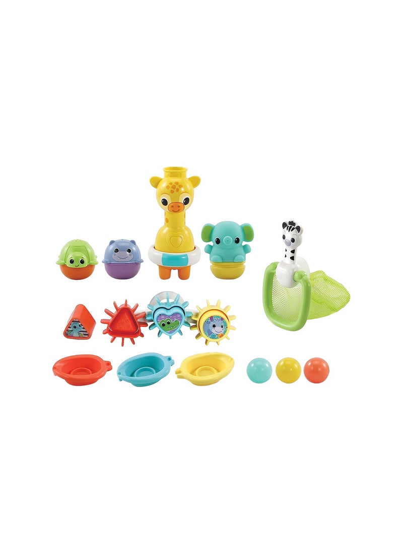 vtech VTech 6-in-1 Bath Set, Bathtub Toy with 10+ Accessories Including Stacking & Linking Boats, Shape Sorter, Colourful Balls, Bath Time Gift for Babies & Infants 0, 6, 12 months +  - Image 3