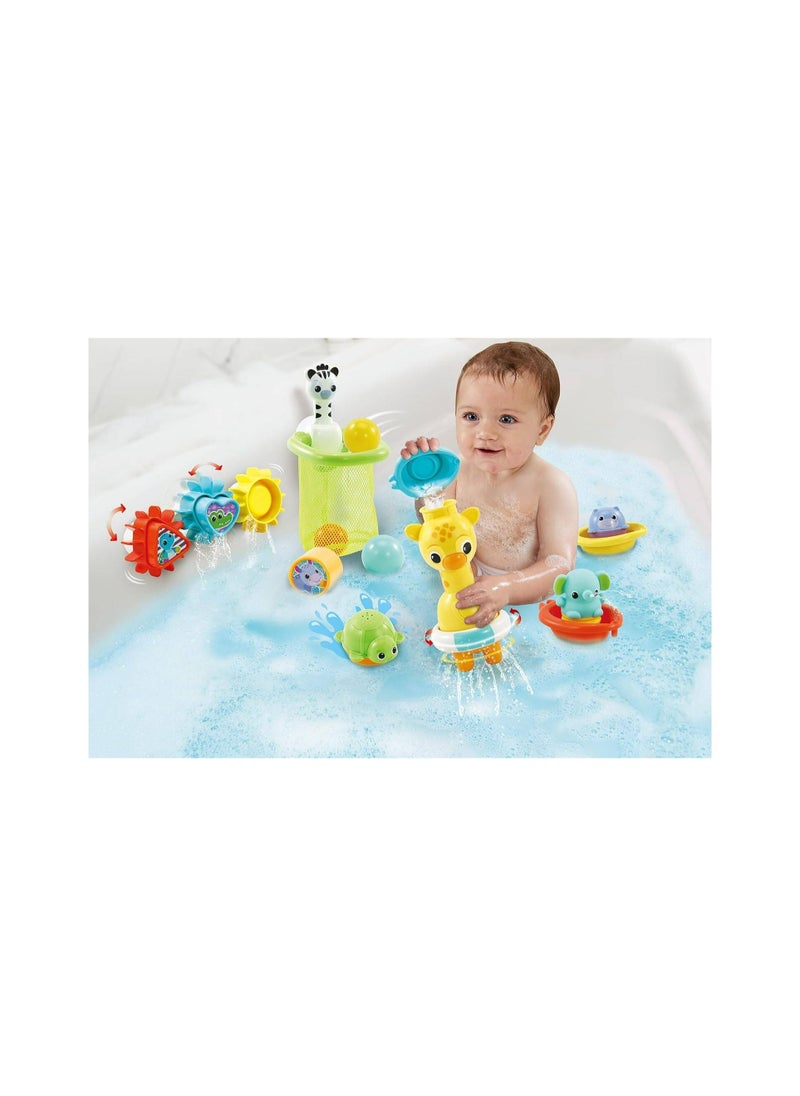 vtech VTech 6-in-1 Bath Set, Bathtub Toy with 10+ Accessories Including Stacking & Linking Boats, Shape Sorter, Colourful Balls, Bath Time Gift for Babies & Infants 0, 6, 12 months +  - Image 4