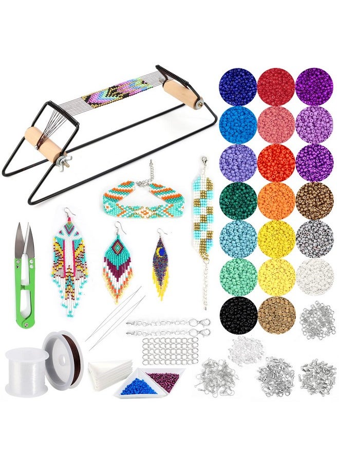 PP OPOUNT - Bead Loom Kit, Beading Supplies With 9700 Pcs Seed Beads, Tray, Scissors Making Accessories, Beading Loom Kits For Adults Jewelry Making Bracelets Belts - Image 1