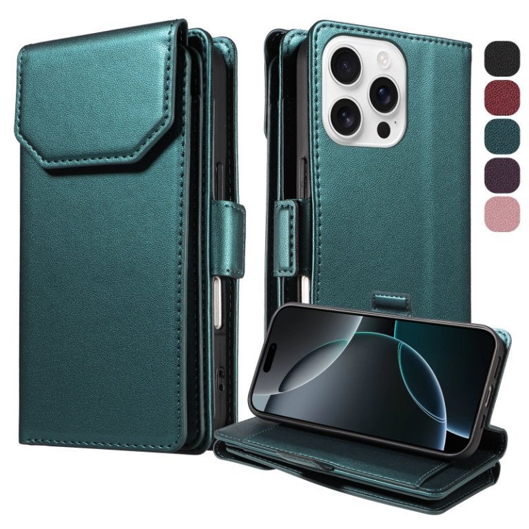 Cross-border Applicable iphone16 Multi-card Wallet Leather Case 15pro Wallet Phone Case 14pro Max Protective Case - Image 5