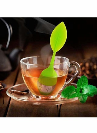 Tea Leaf Infuser,Long Leaf Shape Handle-Stainless Steel Strainer Tea Drip Tray Included Loose Tea Infuser Silicone Kitchen Long Leaf Shape Handle for Tea Cups, Mugs and Teapots, Green - pzsku/ZF0076E40CE5729D832B3Z/45/_/1736795470/145c5b9b-e280-40aa-a439-87502929e302