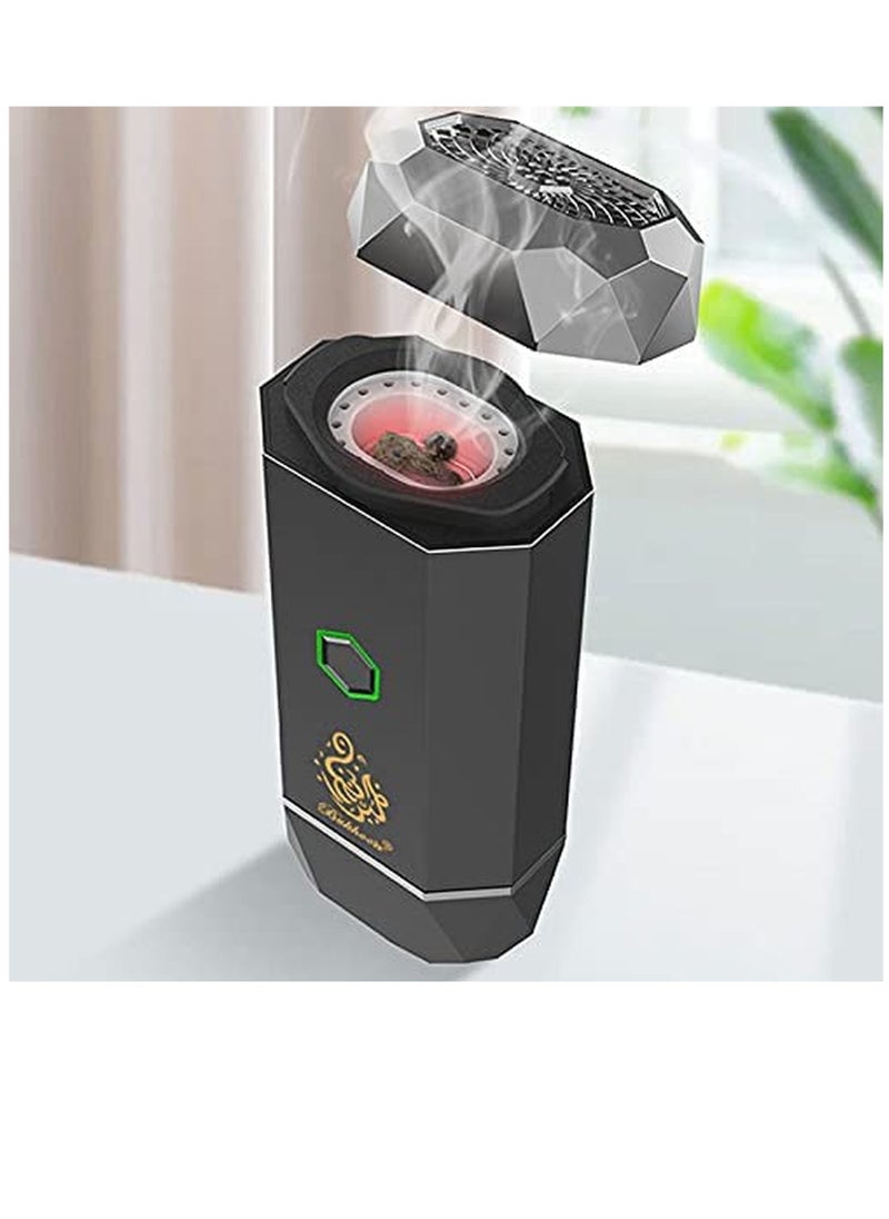 Bakhoor 2021New Portable Mini USB Oudy Arabic Electric Bakhoor Hair Rechargeable Ramadan Car Bukhoor Oil Wax Melt Incense Burner (Black)  - Image 2