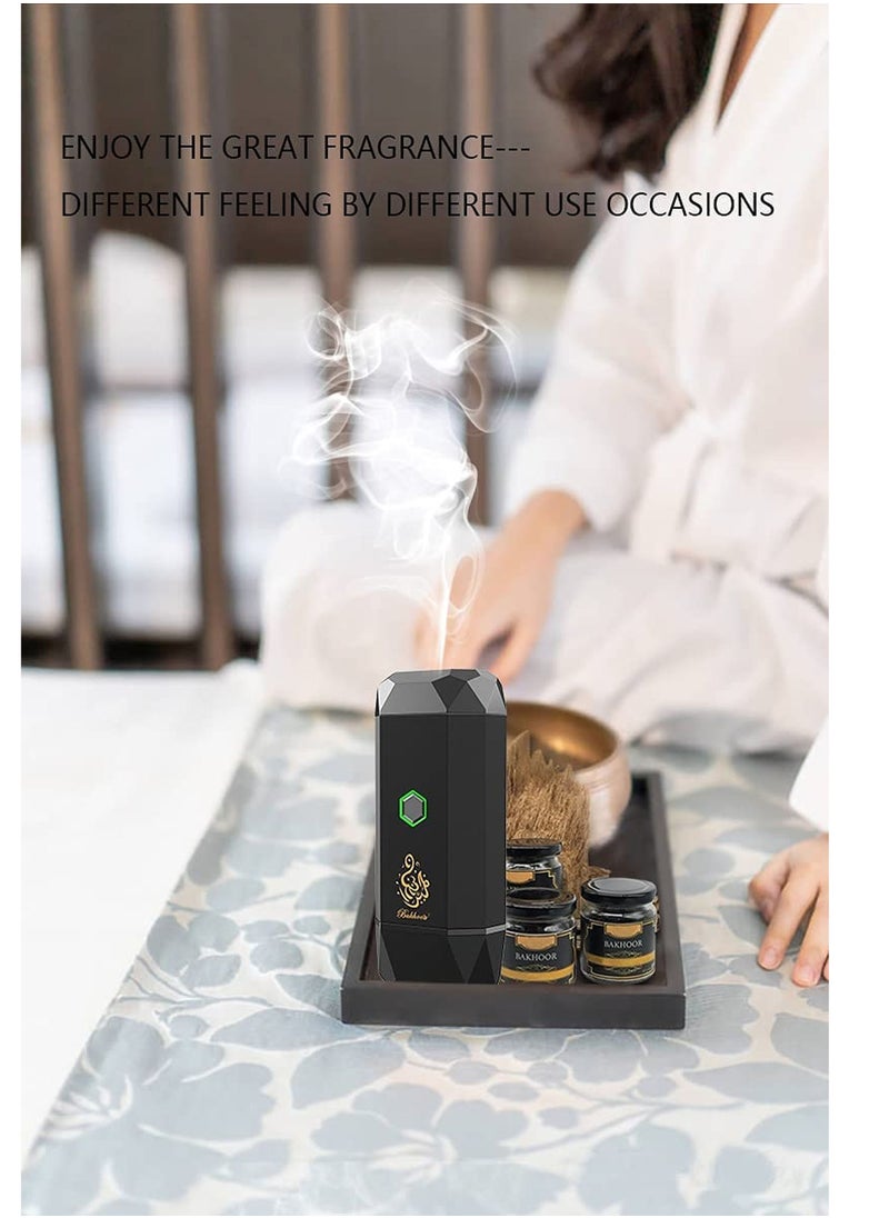Bakhoor 2021New Portable Mini USB Oudy Arabic Electric Bakhoor Hair Rechargeable Ramadan Car Bukhoor Oil Wax Melt Incense Burner (Black)  - Image 4