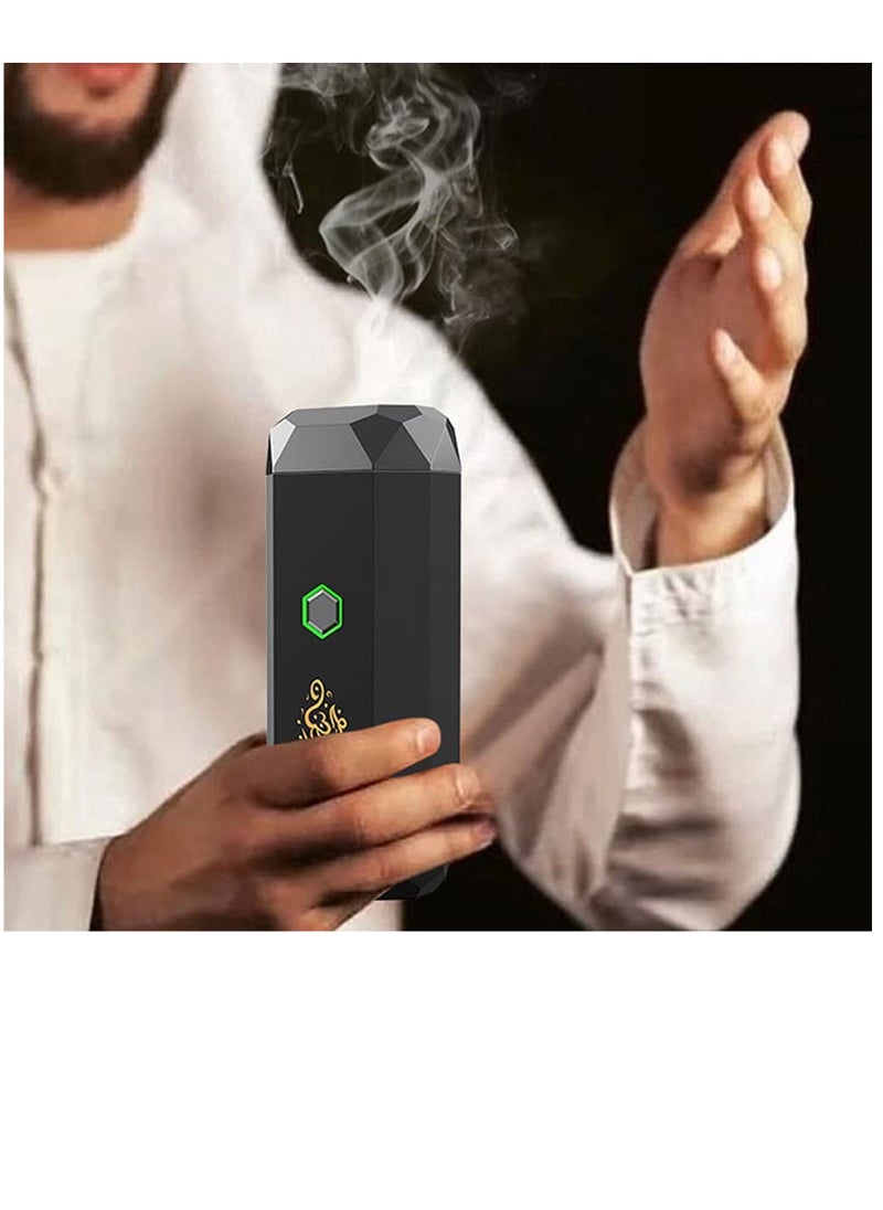 Bakhoor 2021New Portable Mini USB Oudy Arabic Electric Bakhoor Hair Rechargeable Ramadan Car Bukhoor Oil Wax Melt Incense Burner (Black)  - Image 1