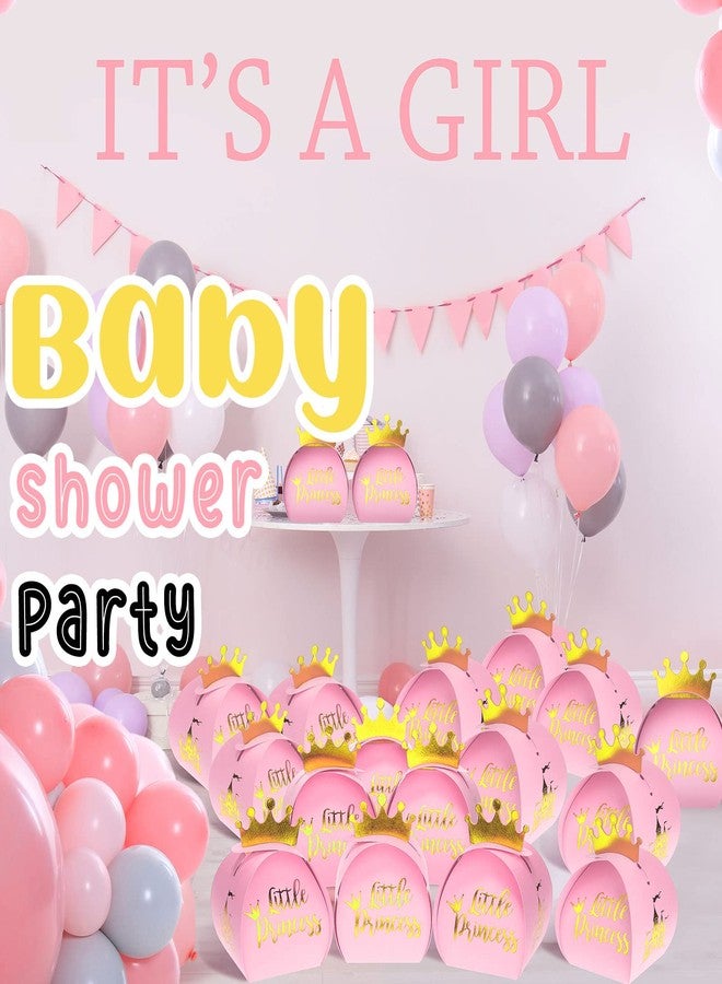 تاوباري مجموعة تاوباري من 36 علبة حلوى وردية اللون بتصميم أميرة صغيرة، مزينة بطبعة قلعة وتاج ذهبيين، مثالية لحفلات استقبال المولود الجديد، وهدايا مميزة لحفلات أعياد ميلاد الأميرات، ومستلزمات حفلات البنات. - Image 5