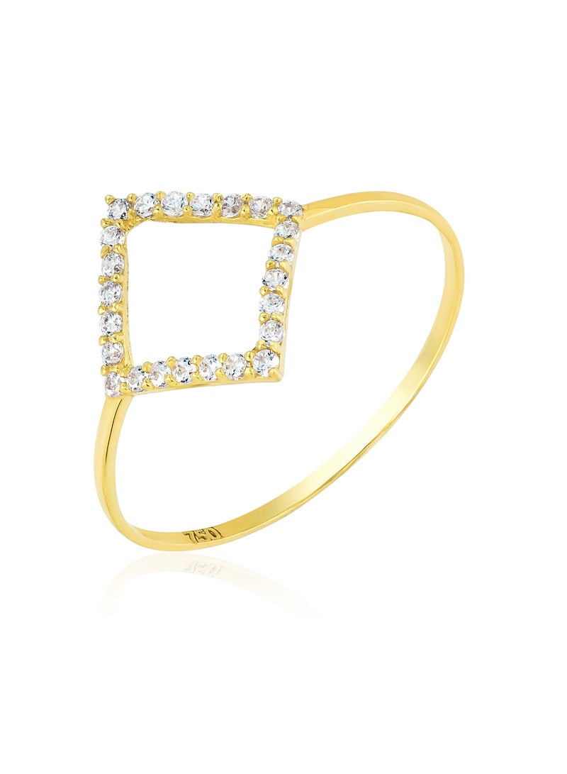Hamsa.ae 18K Pure Gold Diamond Zircon Stone Ring Size 6  - Image 2