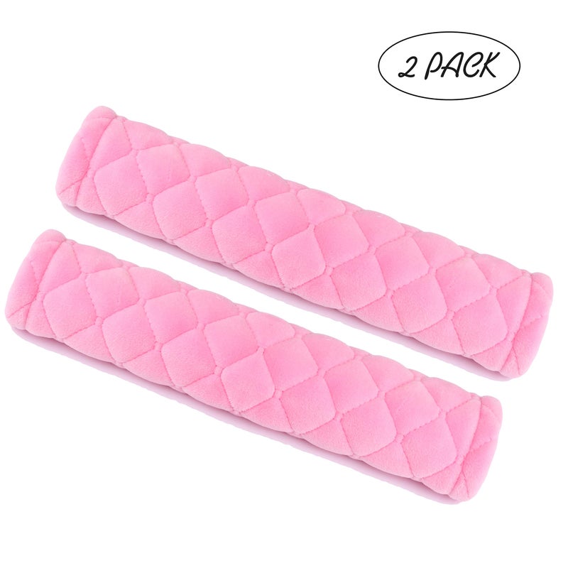 Amooca Soft Auto Seat Belt Cover Seatbelt Shoulder Pad Cushions 2 PCS for a More Comfortable Driving Universal Fit for All Cars and Backpack Pink - Image 2