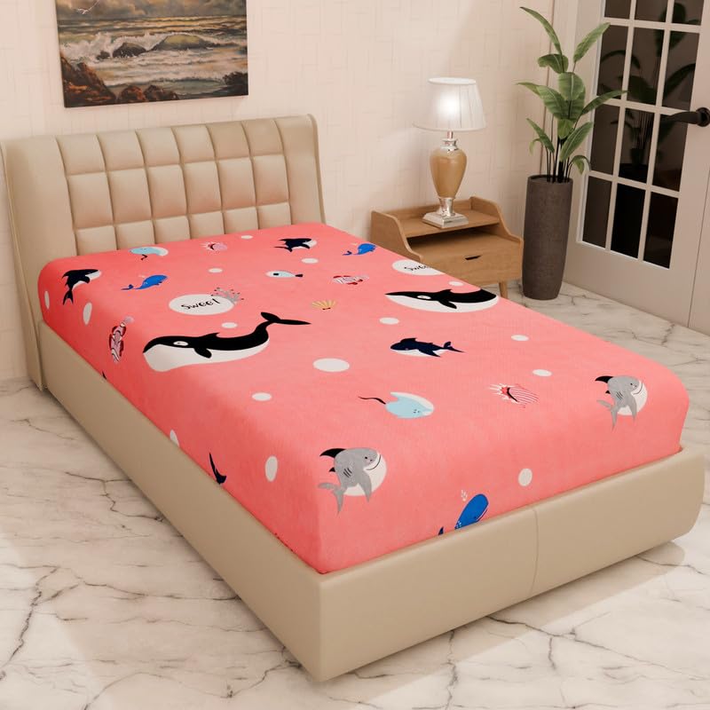 Innovative Edge Single Mattress Protector - 100% Waterproof TPU Layer - Ultra Soft Breathable Fabric - Fully Elasticated Fitted Style - Pink Fish - Image 1